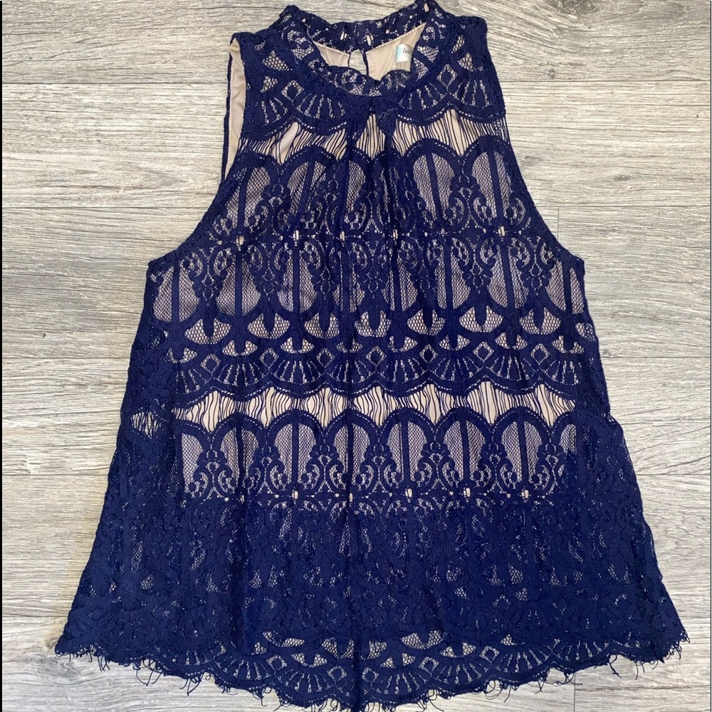 Lace Navy Blouse